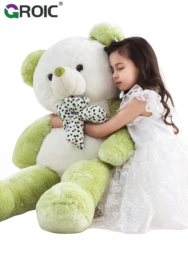 GROIC Big Teddy Bear, Cute Animal Plushies for Girls, Boys and Babies, Teddy Bear Plush Toy with Polka Dot Bowtie, Ultra Soft and Cute Plush Bear Stuffed Animal Toys for Girlfriend, Giant Teddy Bear, Green - Image 1